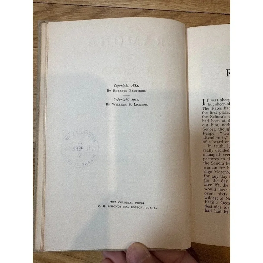 Ramona A Story by Helen Jackson (H.H) Hard Cover 1916 The Colonial Press USA
